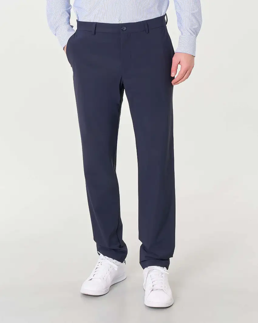 Pantaloni chino slim blu in tessuto tecnico stretch