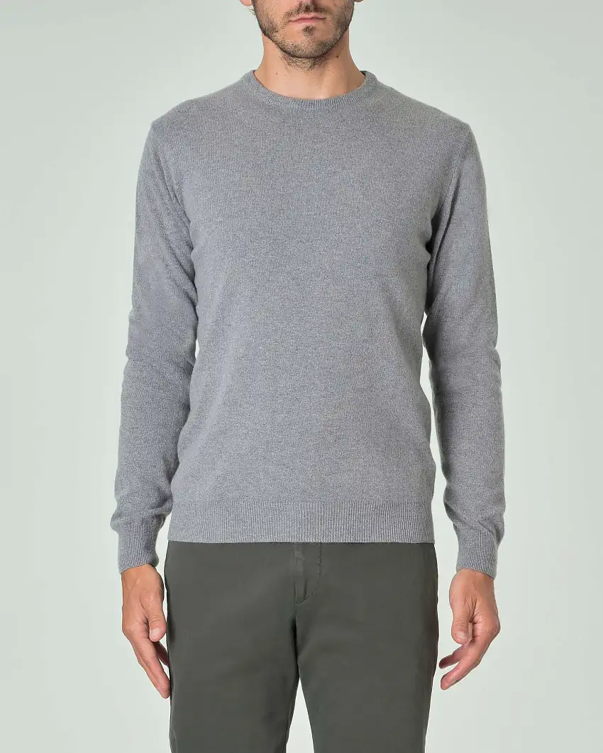 Maglia girocollo Ashki.i grigia in misto lana e cachemire