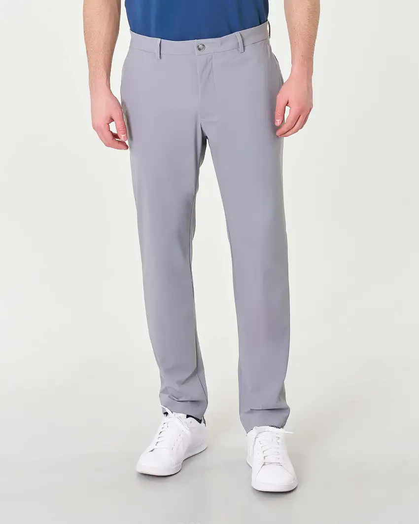 Pantaloni chino slim grigio chiaro in tessuto tecnico stretch
