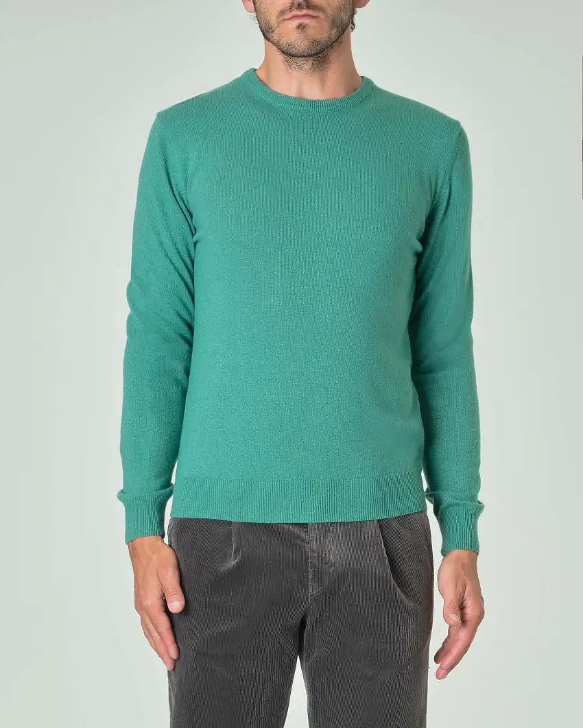 Maglia girocollo Ashki.i verde menta in misto lana e cachemire