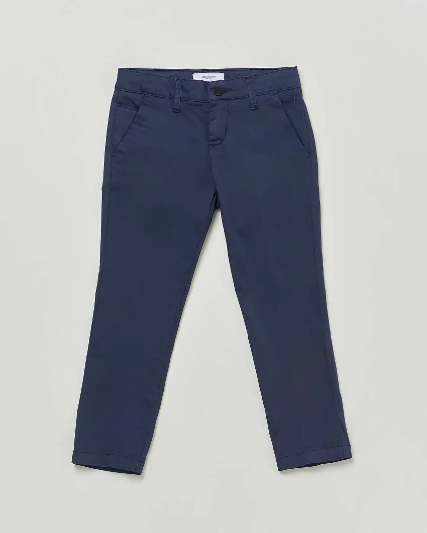 Pantalone chino blu in garbadina di cotone stretch