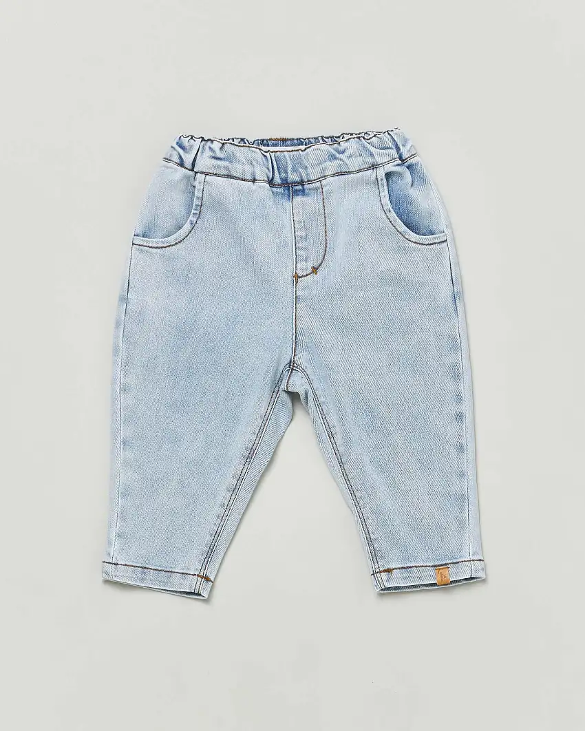 Jeans mom fit a lavaggio chiaro stone washed in cotone stretch 1-18 mesi