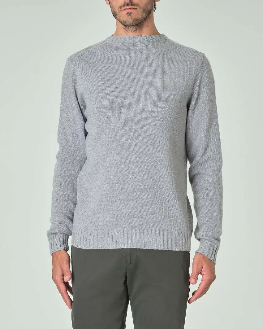 Maglione girocollo Ashki.i grigio in misto lana e cachemire finezza 7