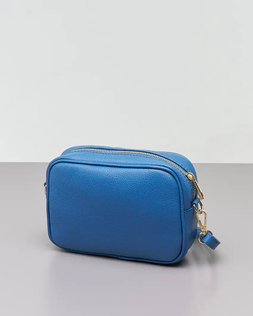 Cross bag color avio in pelle effetto martellato