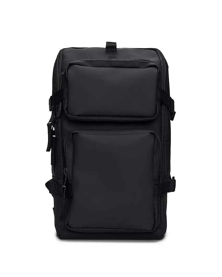 Zaino Trail Cargo Backpack Mini Rains nero in tessuto tecnico impermeabile effetto gommato