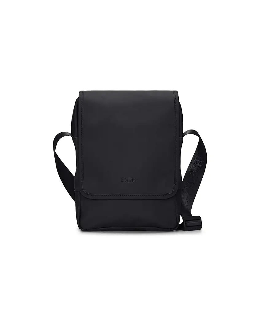 Trail Reporter Bag Rains nera in tessuto tecnico impermeabile effetto gommato