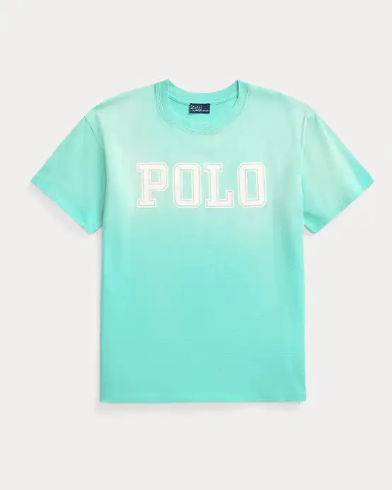 T-shirt verde acqua in cotone con scritta logo Polo bianca stampata