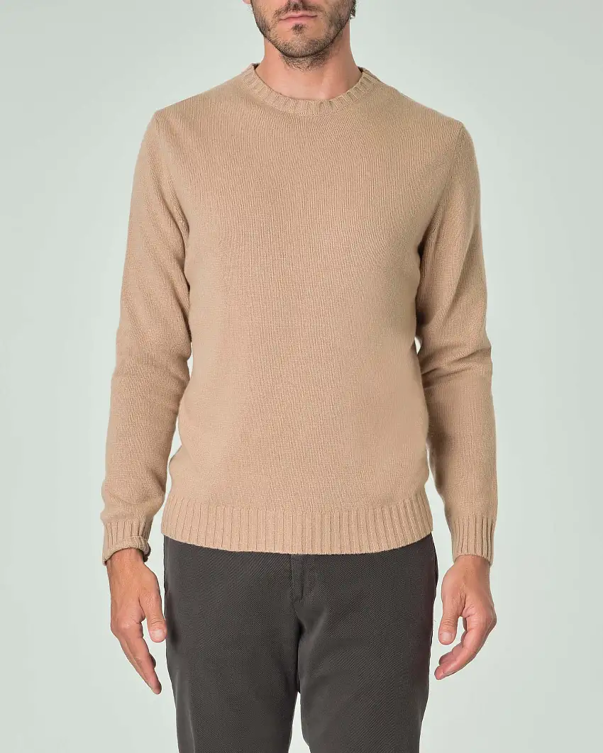 Maglione girocollo Ashki.i cammello in misto lana e cachemire finezza 7