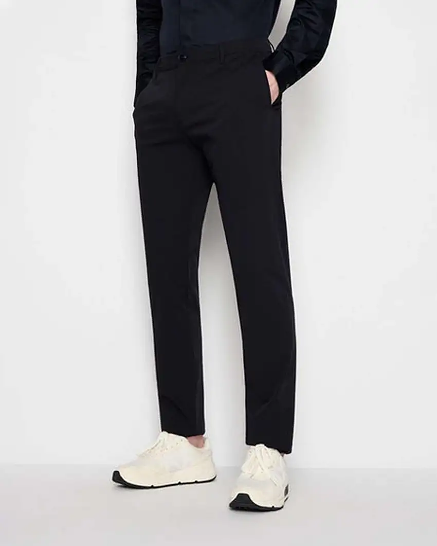 Pantaloni Armani Exchange blu slim-fit in twill bi-stretch con tasche in cucitura ai fianchi