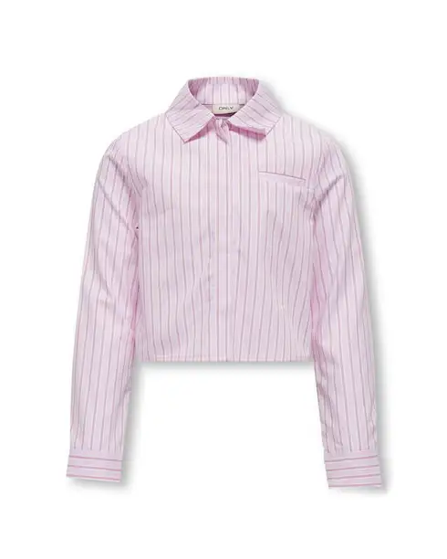 Camicia cropped rosa in cotone a righe verticali 10-14 anni