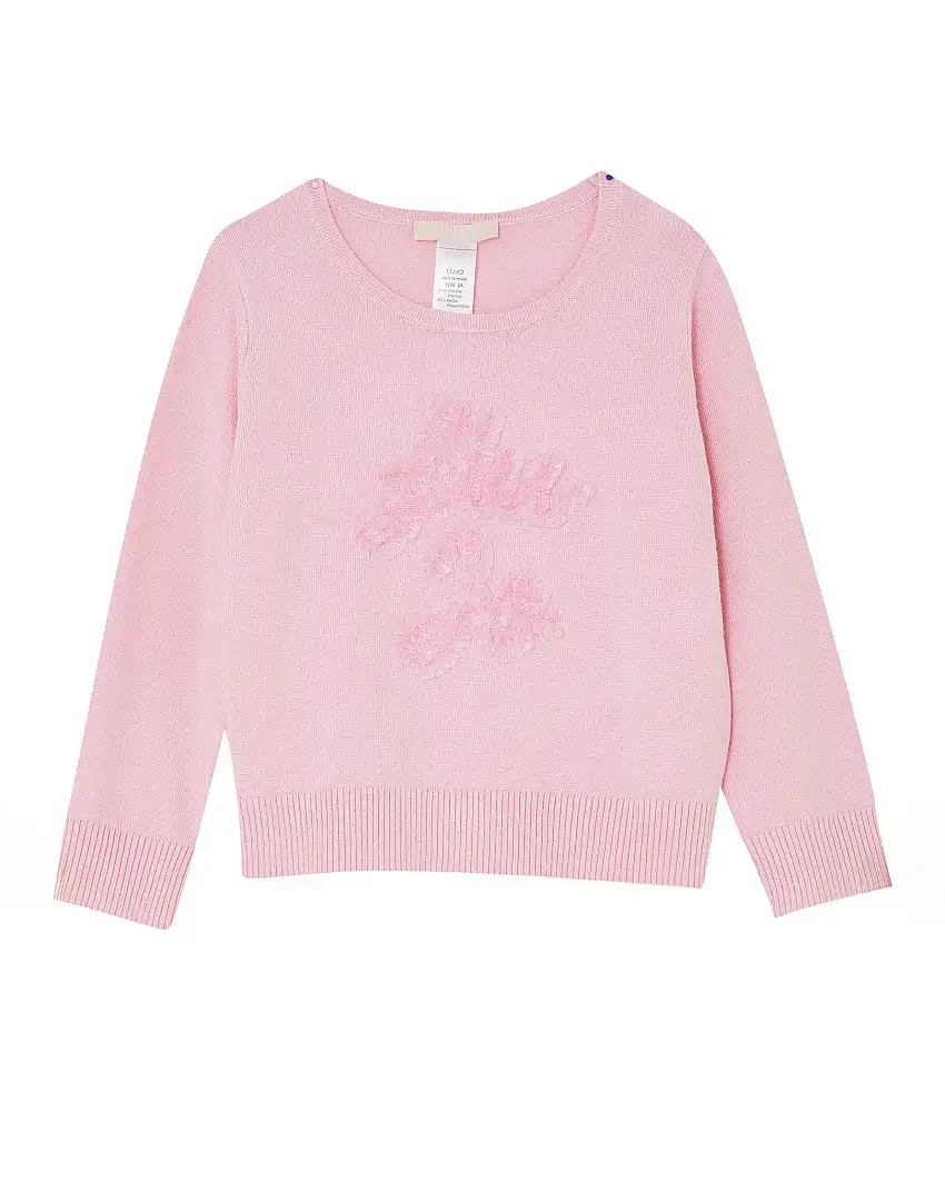 Maglia rosa in viscosa con logo a rouches