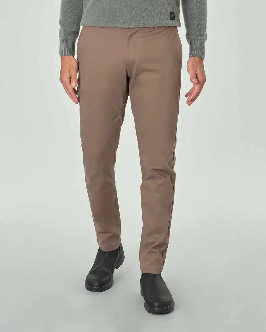 Pantalone chino My Stuff color fango in cotone stretch