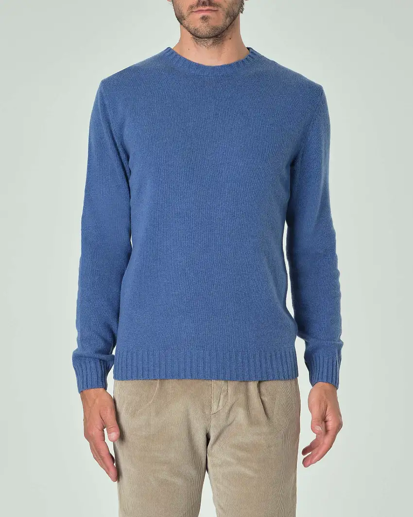 Maglione girocollo Ashki.i avio in misto lana e cachemire finezza 7