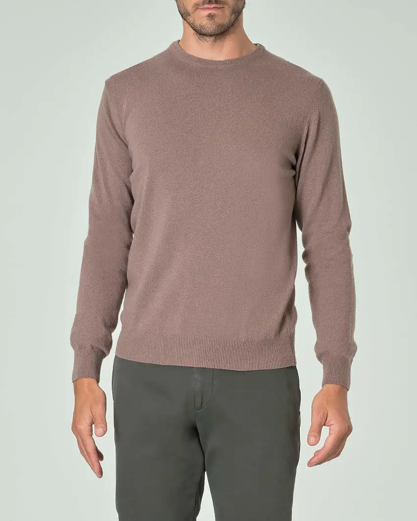 Maglia girocollo Ashki.i color noce in misto lana e cachemire