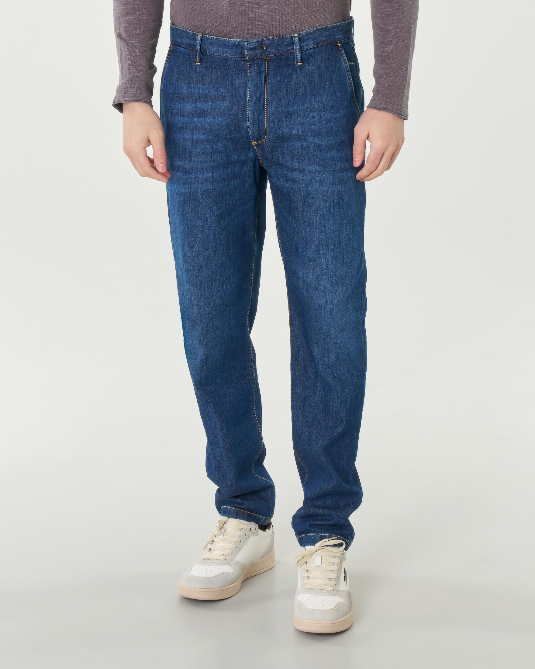 Jeans chino tasca america in cotone stretch lavaggio medio stone washed