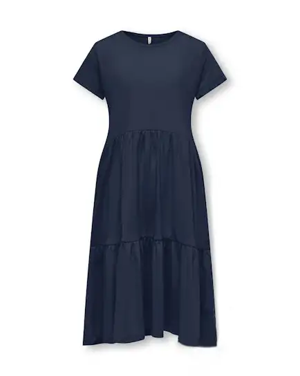 Abito lungo blu a maniche corte con gonna a balze 8-14 anni