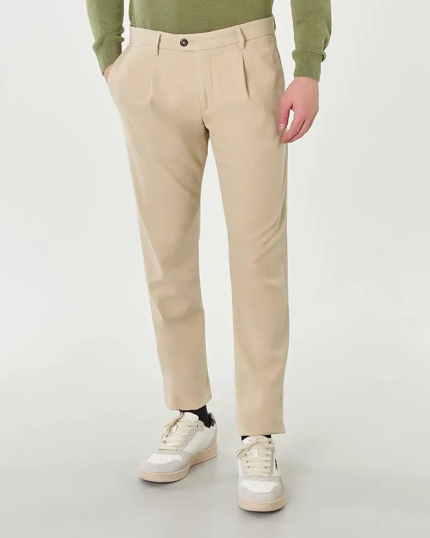 Pantaloni chino beige in misto cotone stretch