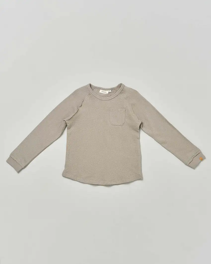 T-shirt salvia in puro cotone a maniche lunghe con taschino 2-7 anni