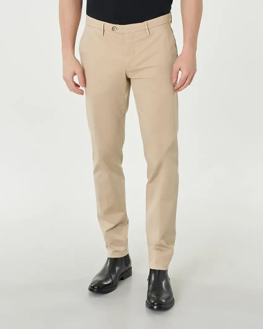 Pantalone chino Brad beige in cotone stretch