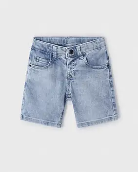 Bermuda in jeans di cotone stretch a lavaggio chiaro bleach 3-7 anni