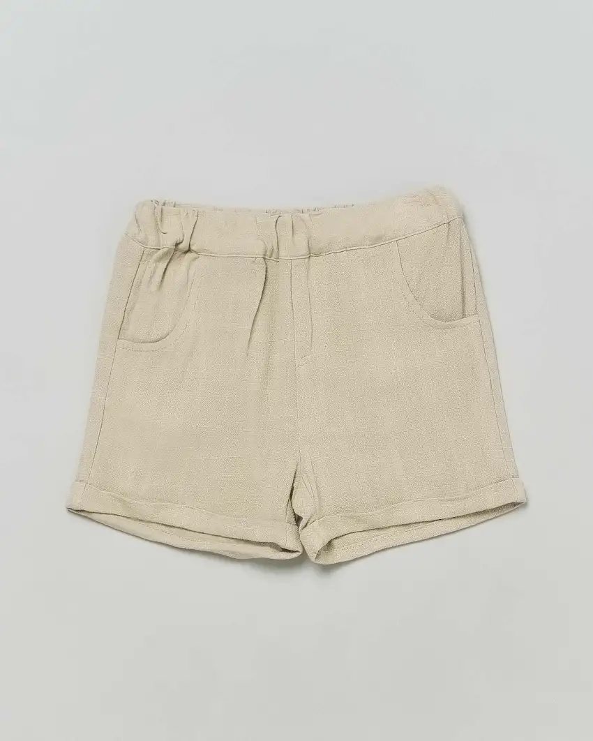 Bermuda salvia in lino e viscosa con vita elasticizzata
