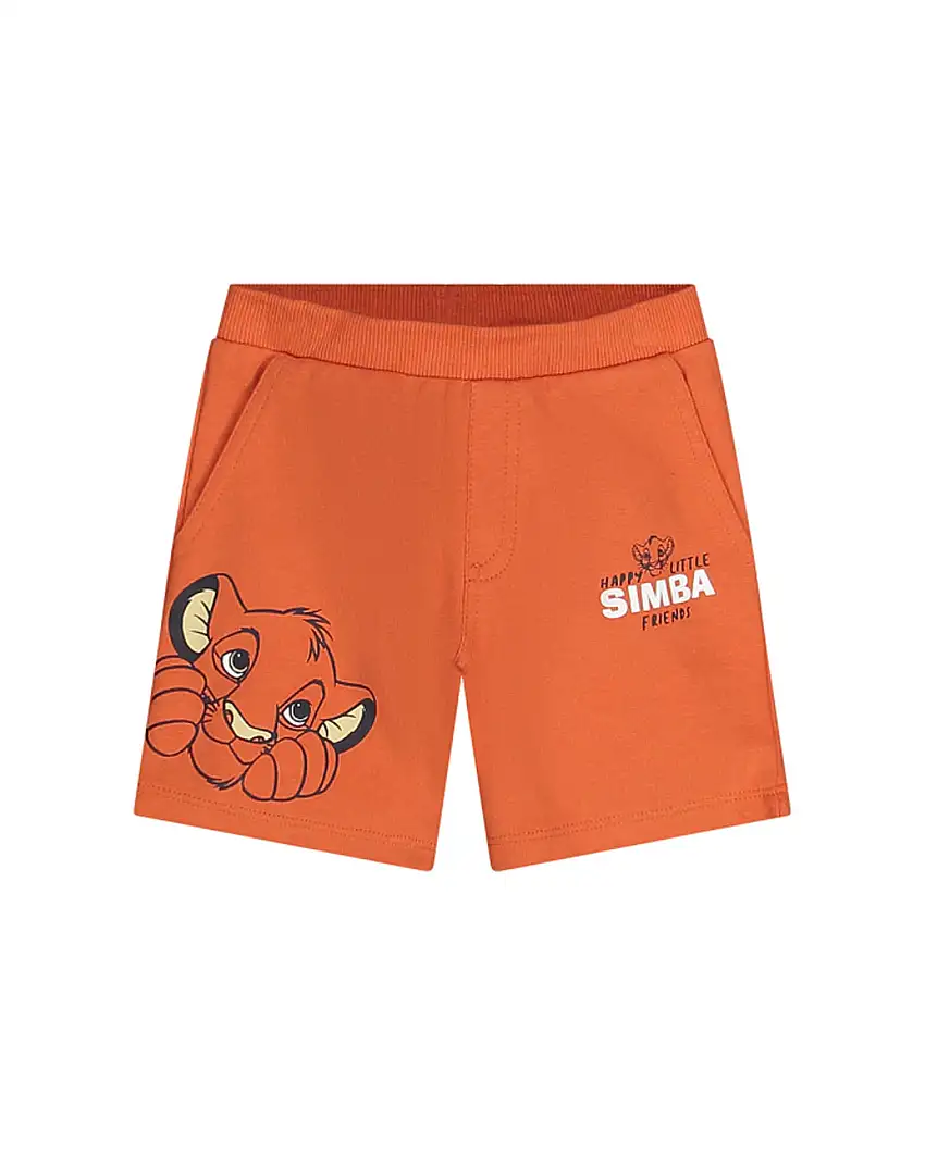Bermuda in felpa color coccio con stampa Simba