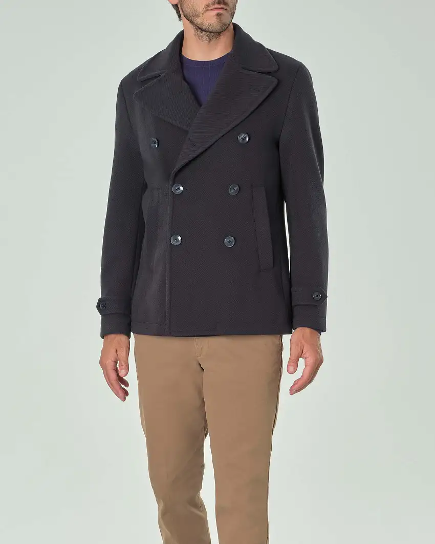 Peacoat Paul Baker blu in panno diagonale