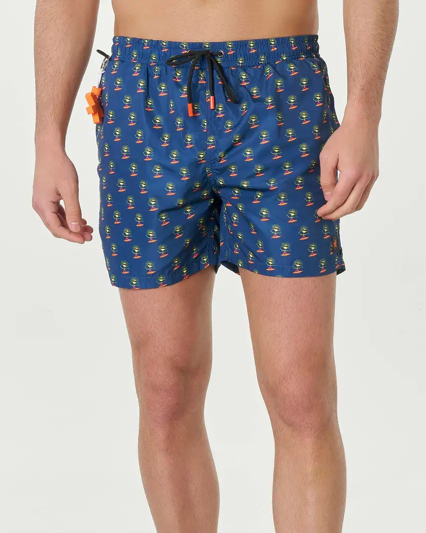 Boxer mare blu con stampa grafica soli sul surf