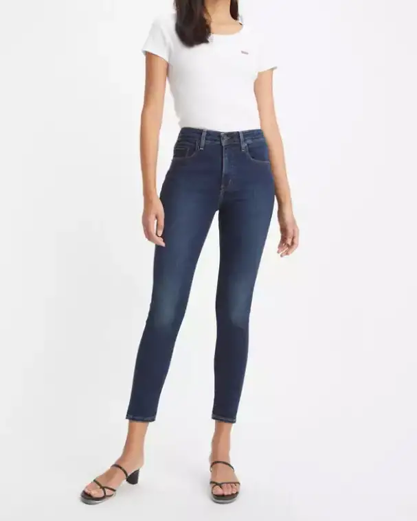 Jeans 721® skinny a vita alta in cotone Stellar Stretch modellante blu lavato dal taglio leggermente cropped