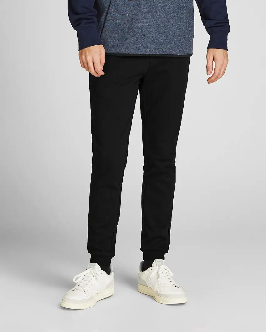 Pantaloni neri in felpa di cotone con coulisse in vita