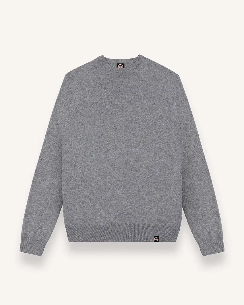 Maglia grigia girocollo in filato di misto lana viscosa e cachemire