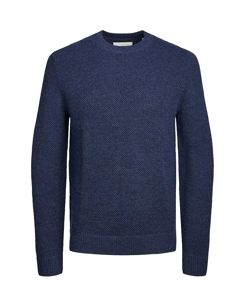 Maglione girocollo blu micro armatura