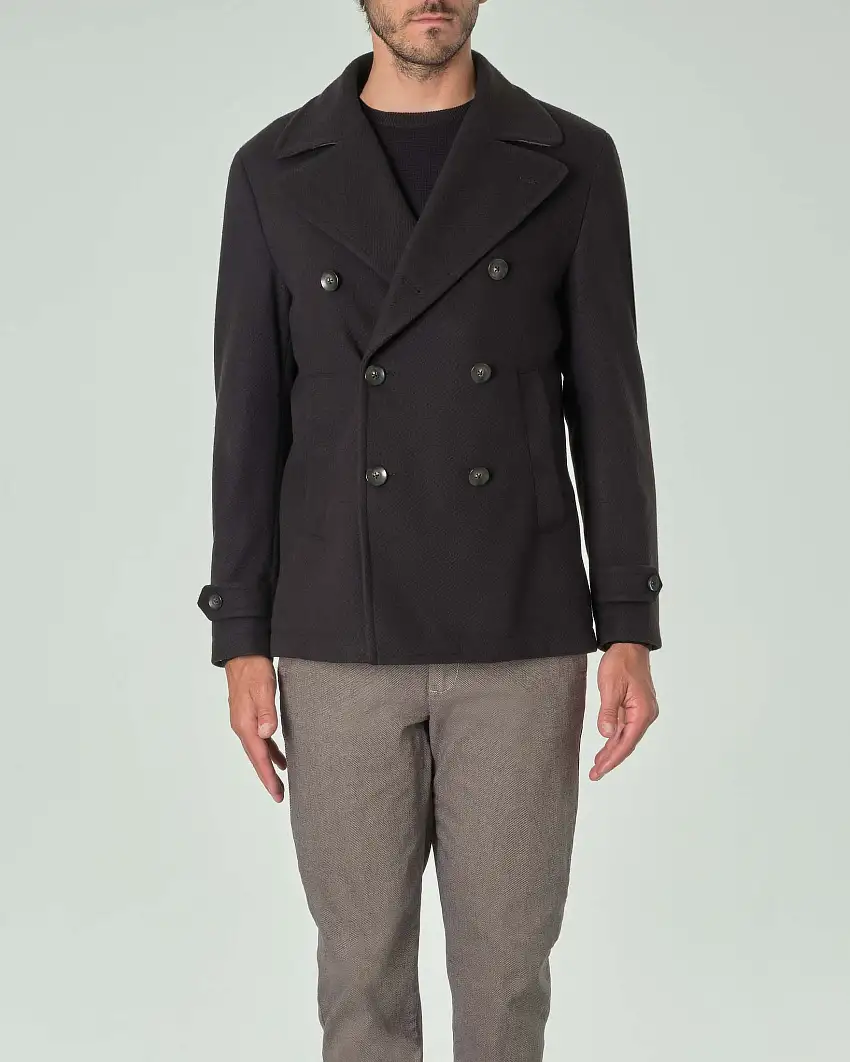 Peacoat Paul Baker nero in panno diagonale