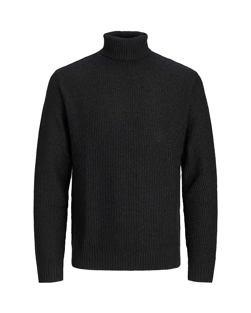 Dolcevita nero in tessuto micro armatura