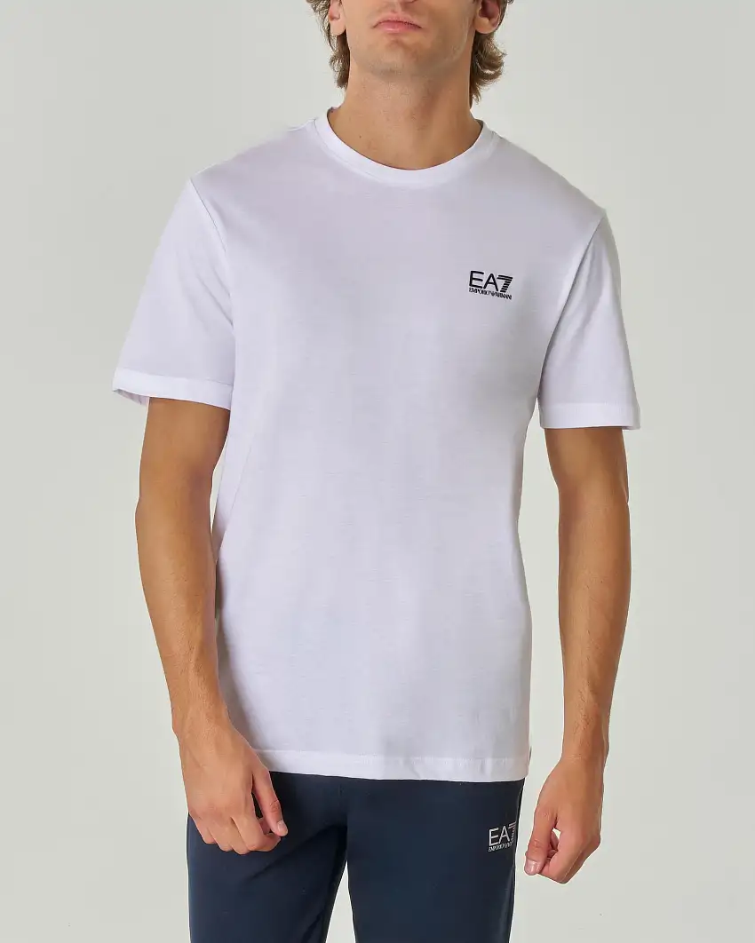 T-shirt EA7 bianca mezza manica in puro pima cotton
