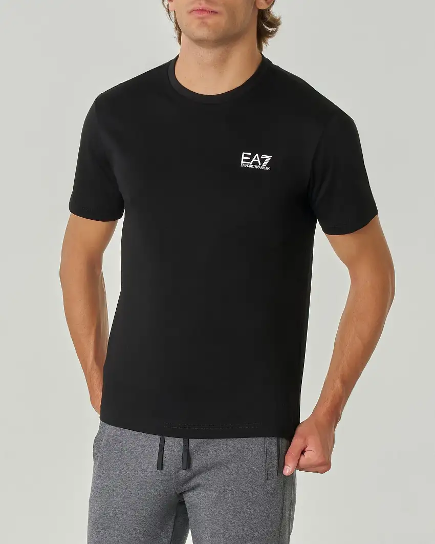 T-shirt EA7 nera mezza manica in puro pima cotton