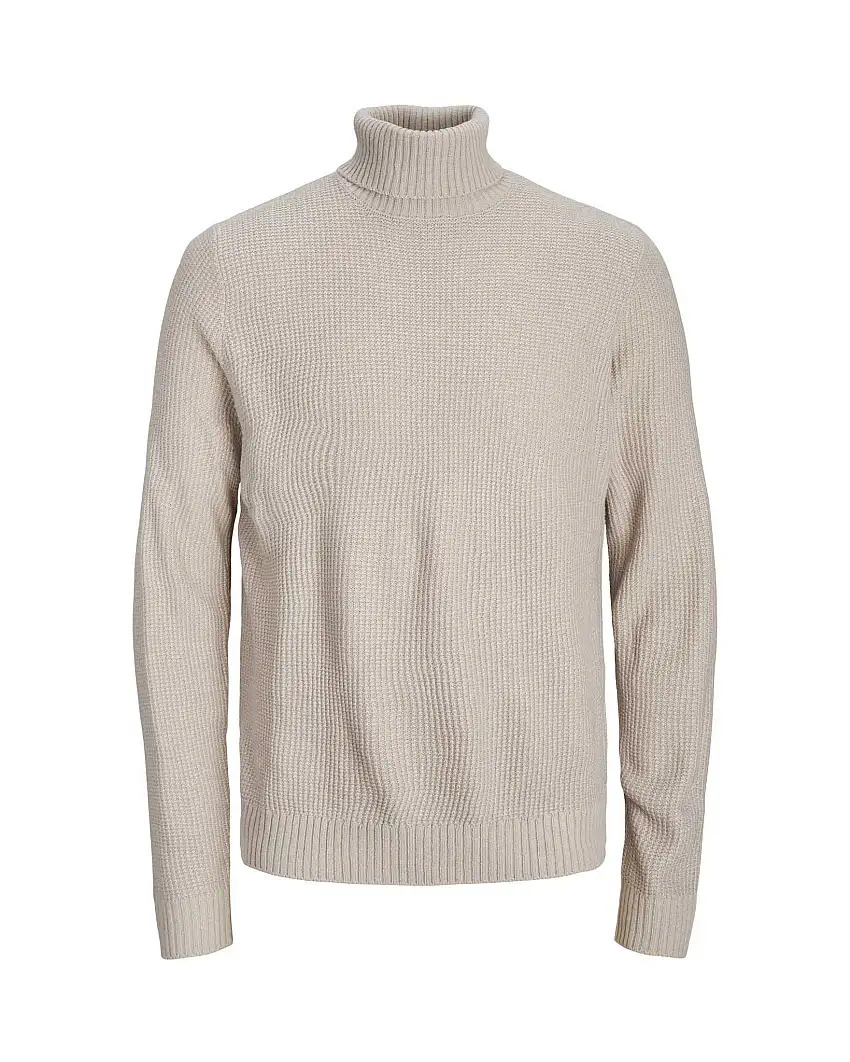 Dolcevita color panna in tessuto micro armatura