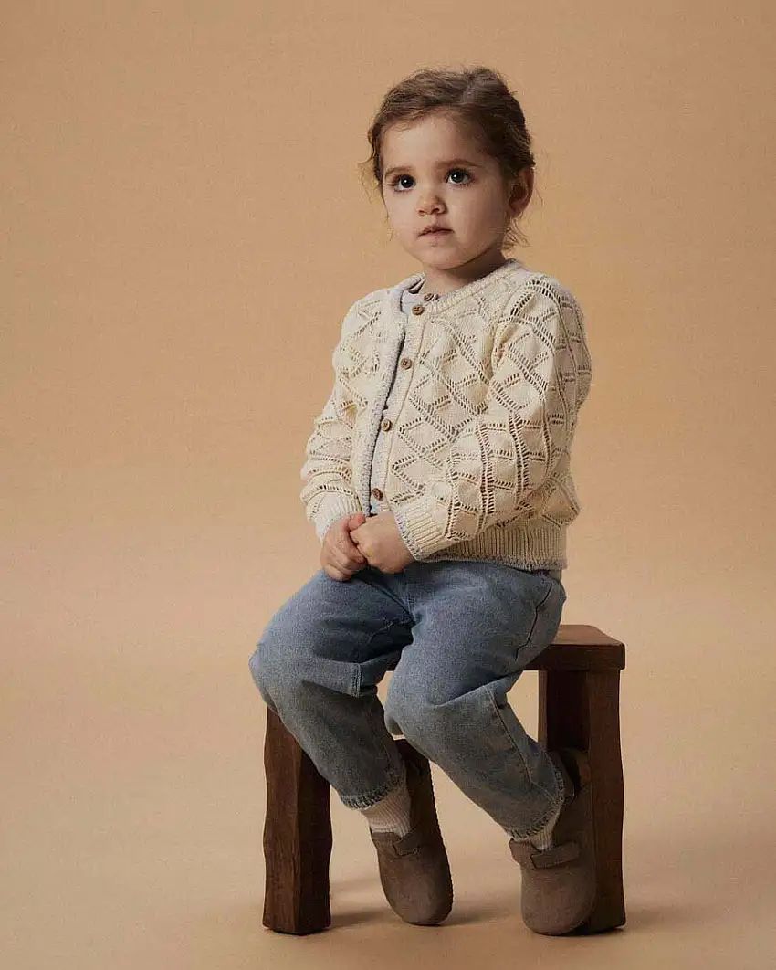 Cardigan Lil'Atelier punzonato color panna