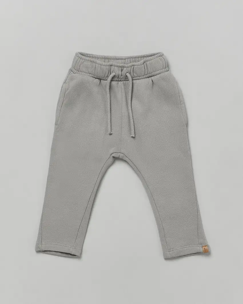 Pantalone salvia in felpa di cotone con coulisse