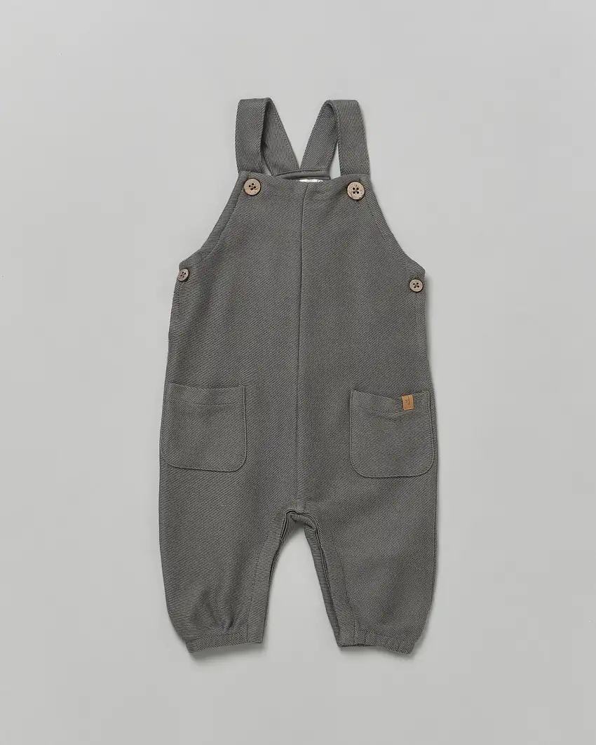 Salopette Lil'Atelier piombo in cotone con taschine