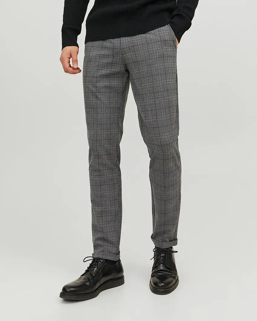 Pantalone chino grigio in viscosa stretch principe di Galles