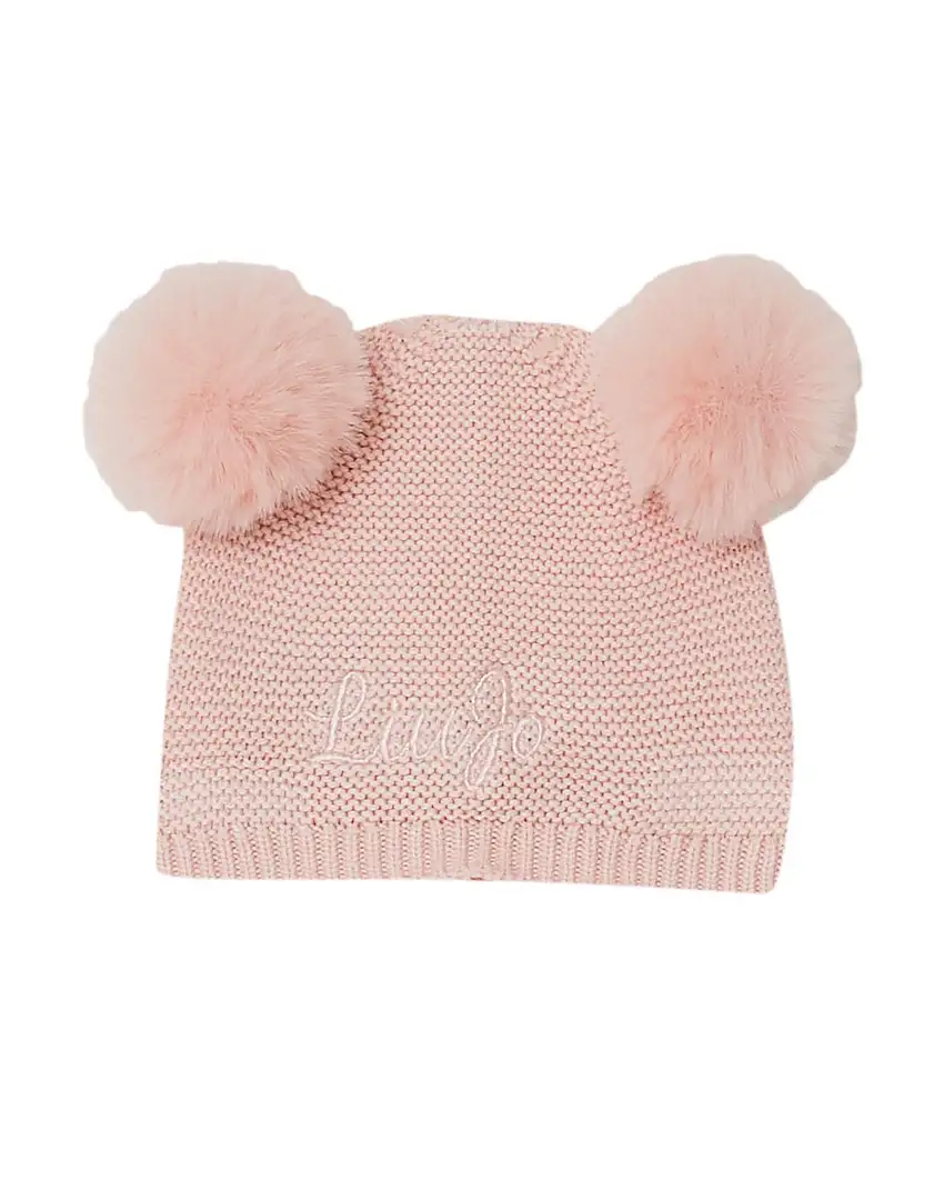 Berretto rosa Liu-Jo traforato con due pon pon in pelliccia