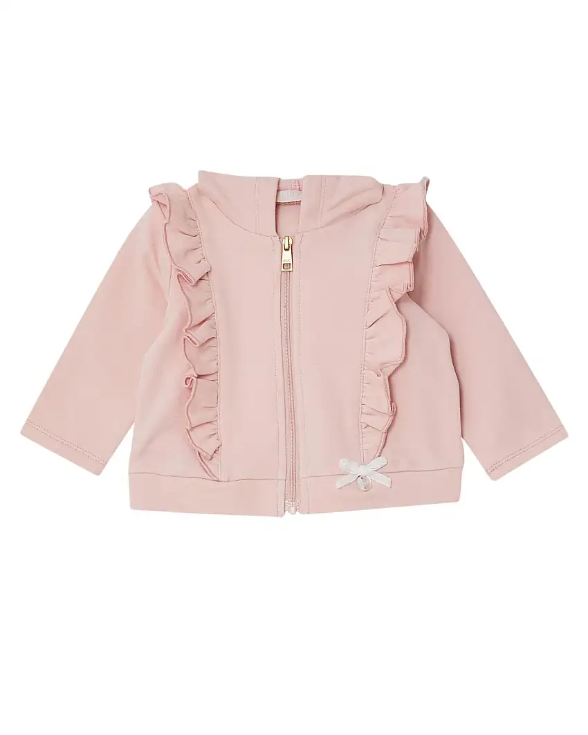 Felpa Liu Jo cipria in cotone stretch con cappuccio e rouches