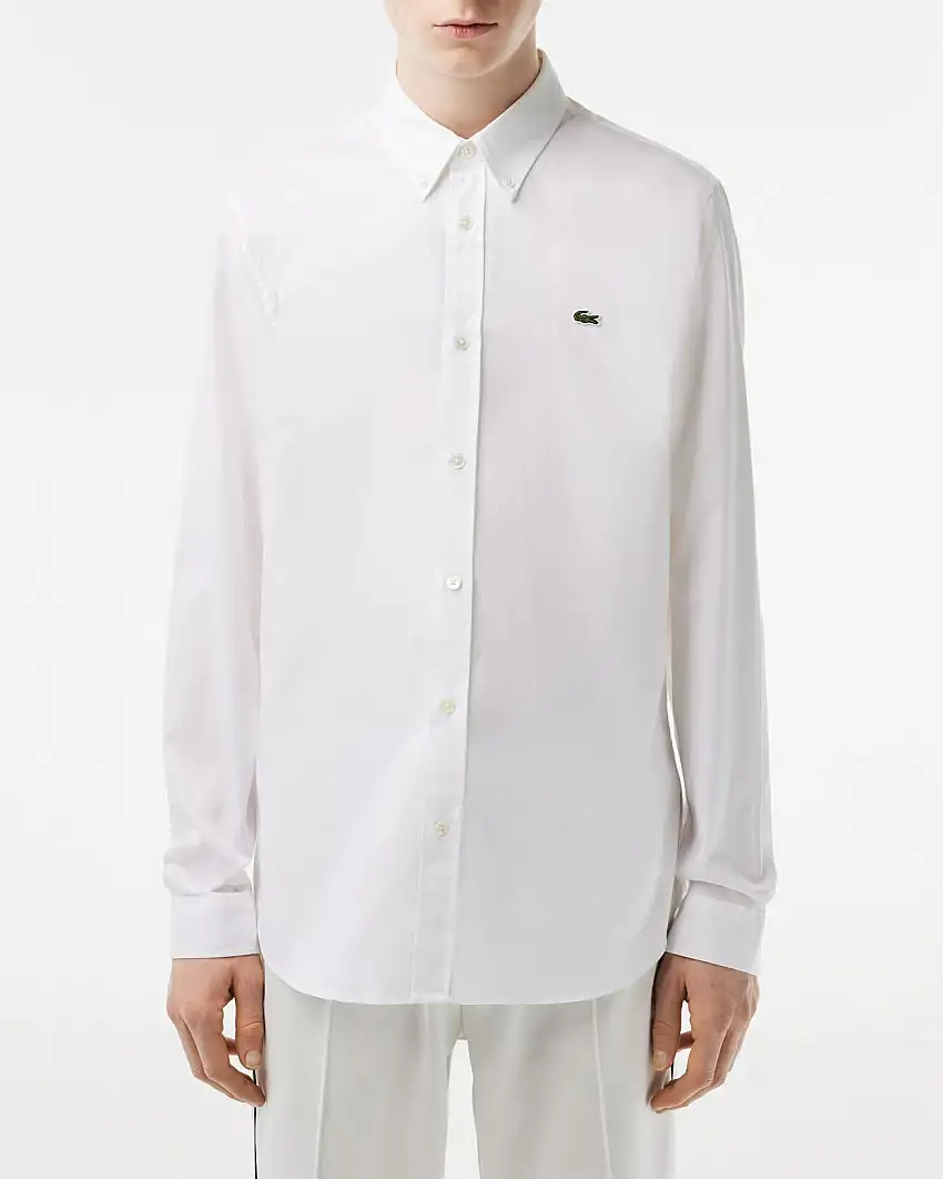 Camicia bianca in Oxford di puro cotone con collo button down