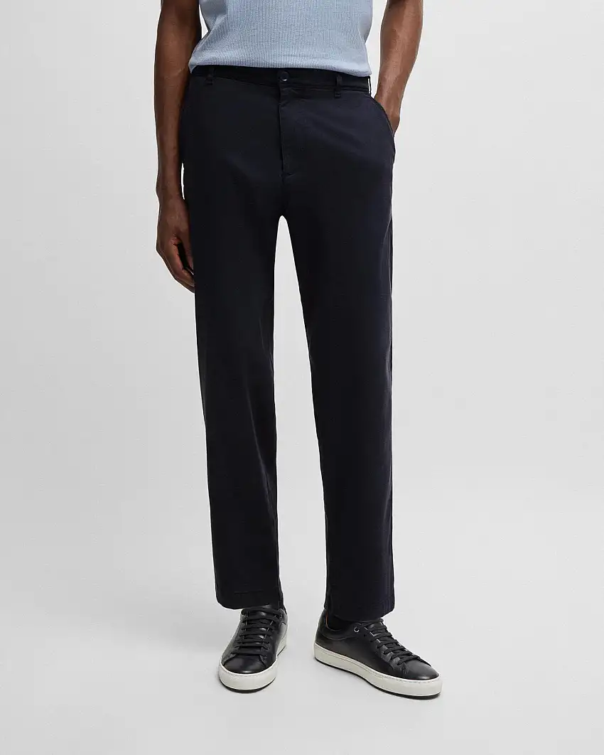 Pantalone chino carrot-fit Perin blu in drill stretch