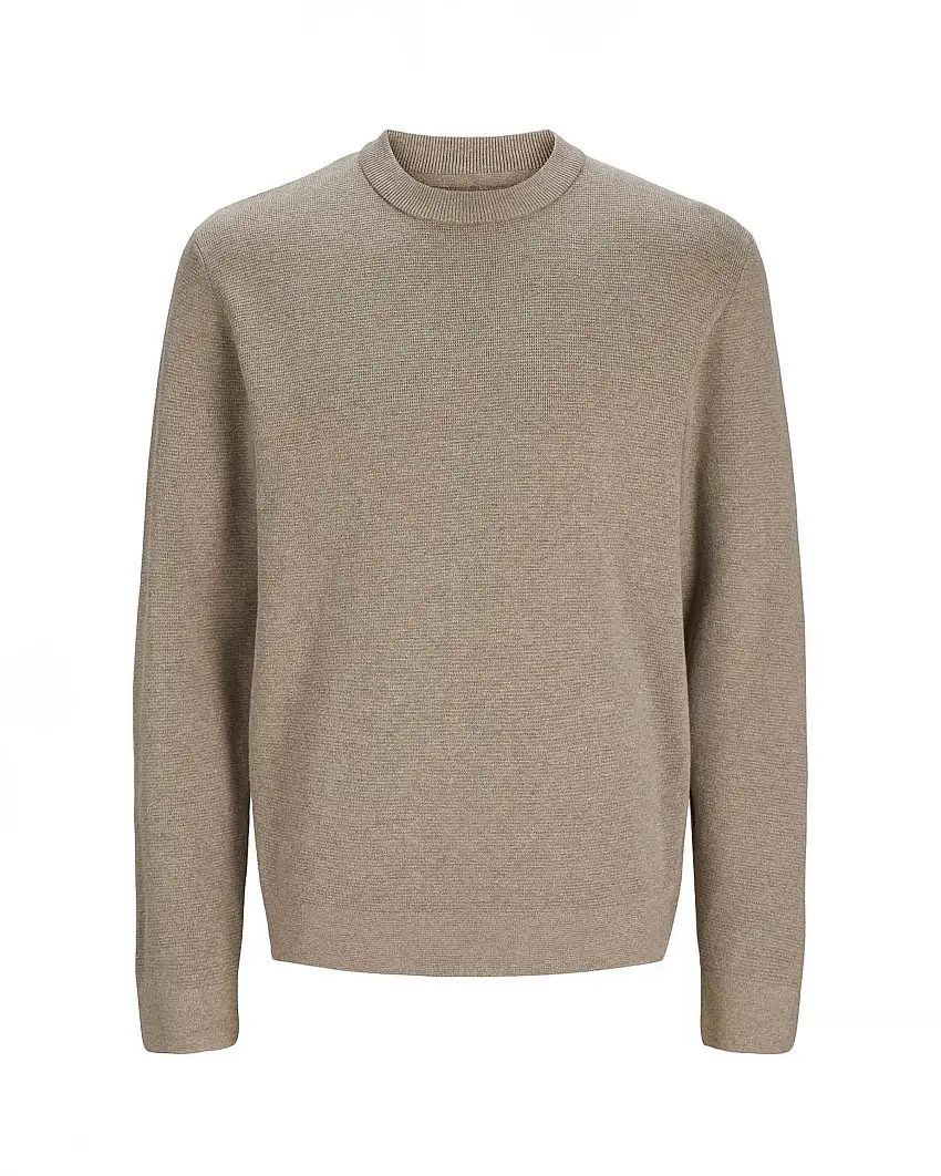 Maglia girocollo beige in puro cotone vestiblità regular