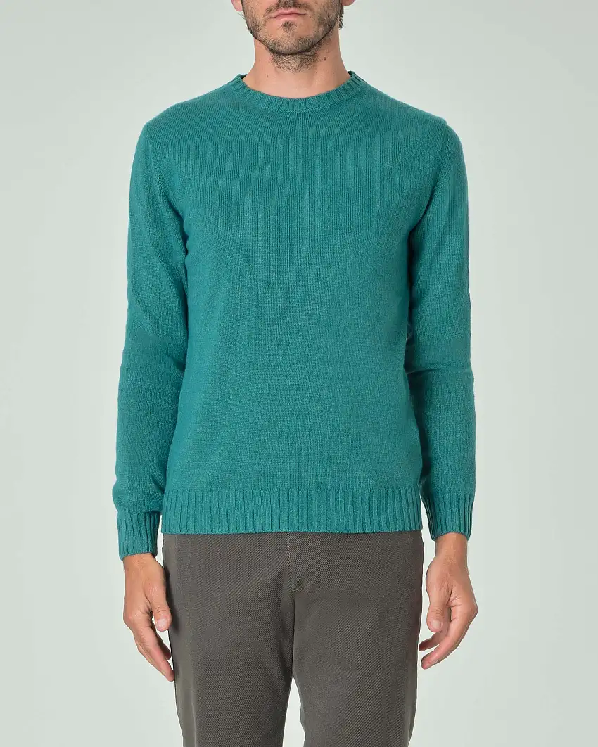 Maglione girocollo Ashki.i verde menta in misto lana e cachemire finezza 7