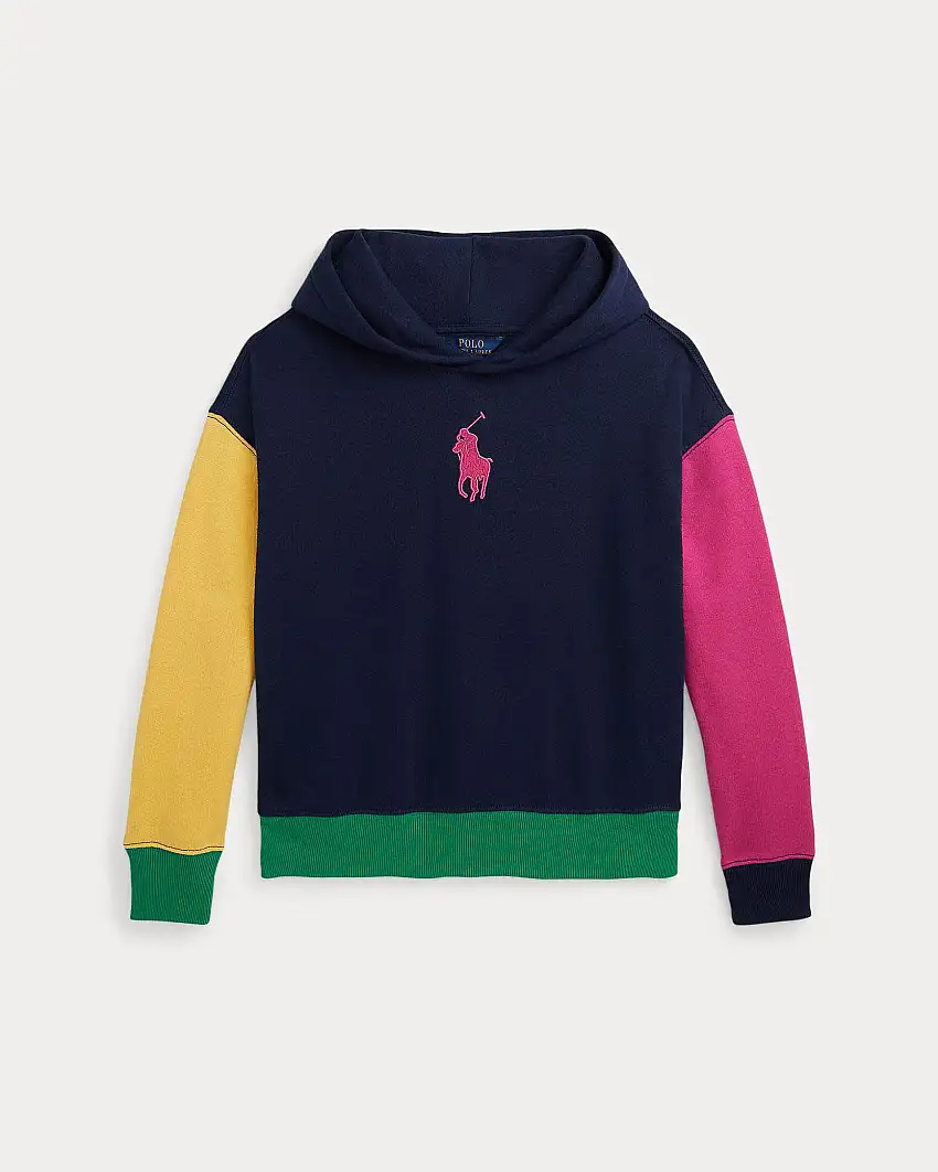 Felpa relaxed multicolor in misto cotone con cappuccio