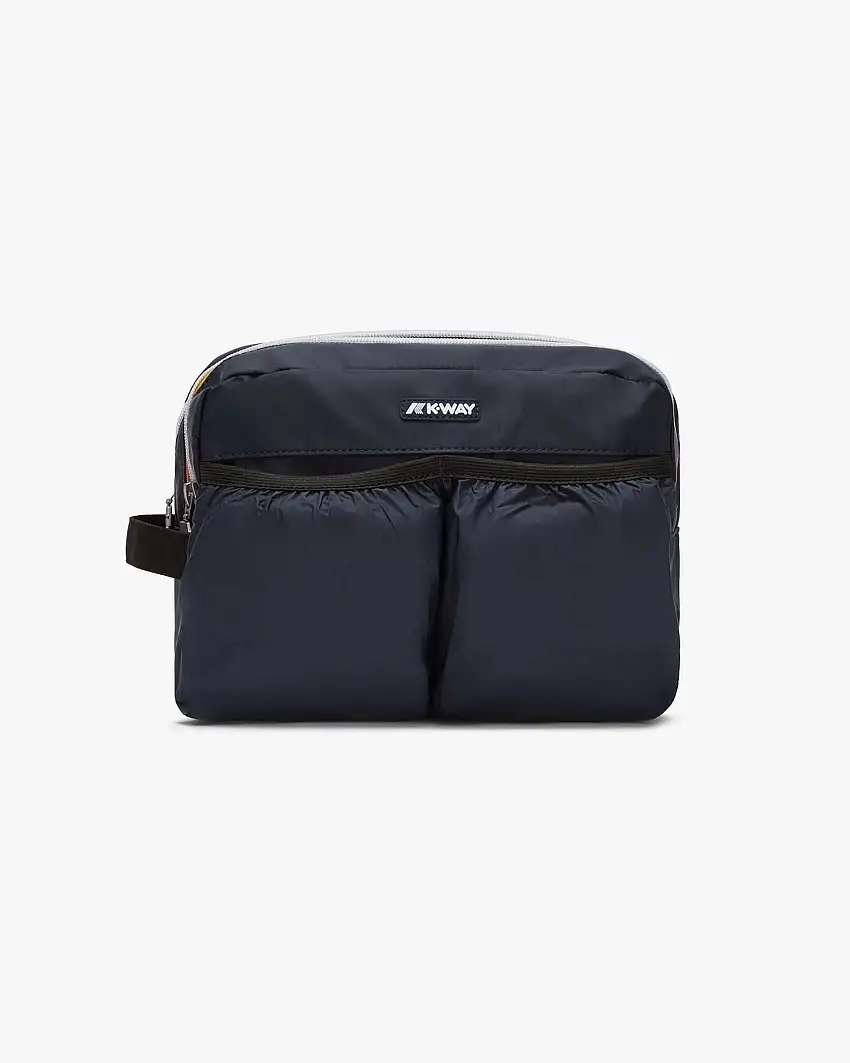 Beauty case K-way Albas blu in nylon impermeabile con doppio scomparto