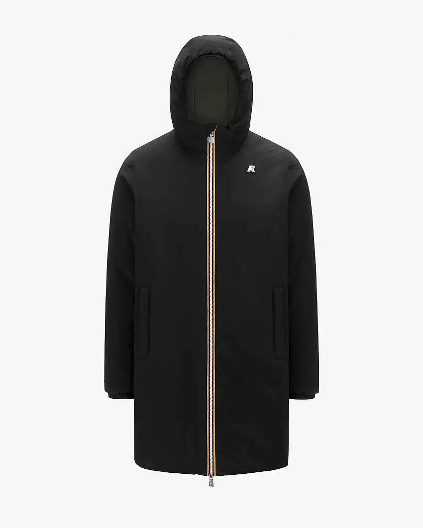 Giaccone lungo K-way Jacob St Warm nero reversibile in verde militare